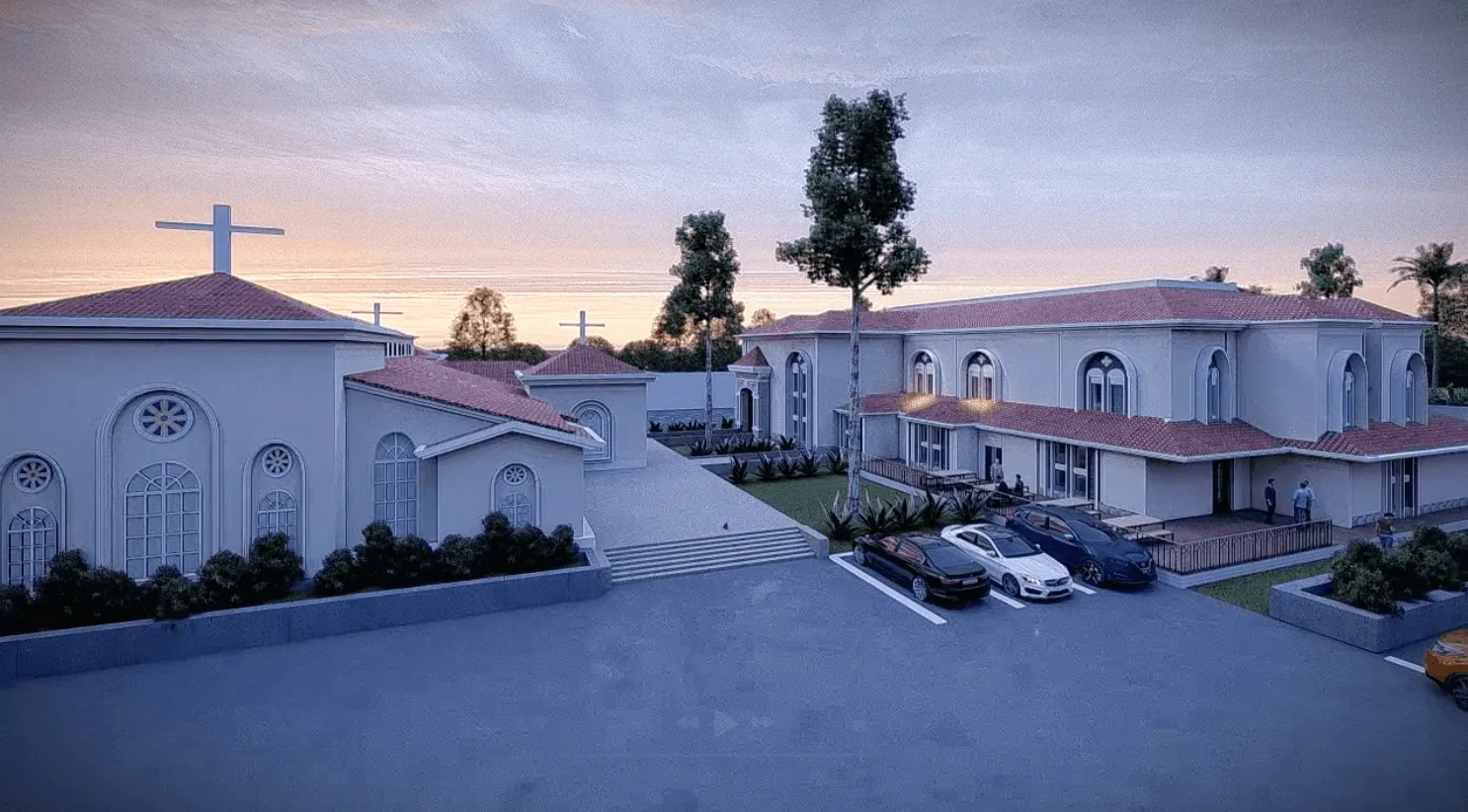 Architectural rendering of St. Justina Multi-Service Community Building